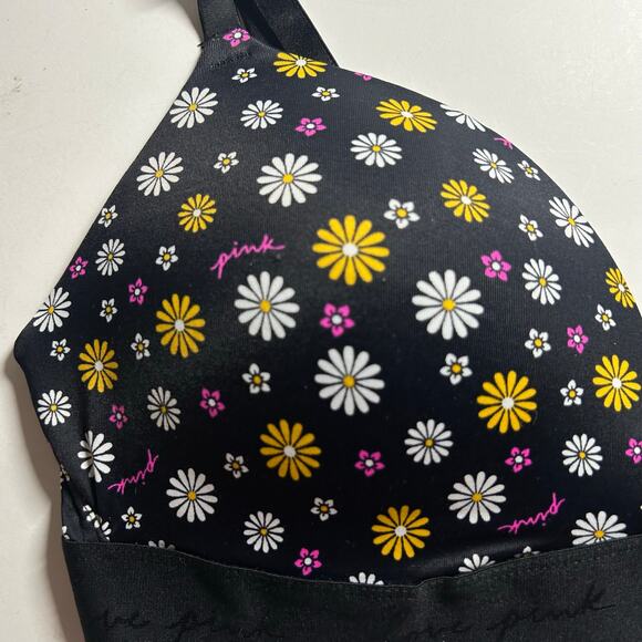 Pink Victoria's Secret Floral Daisy Plunge Padded Adjustable Bra 36C 36 C - Picture 2 of 9